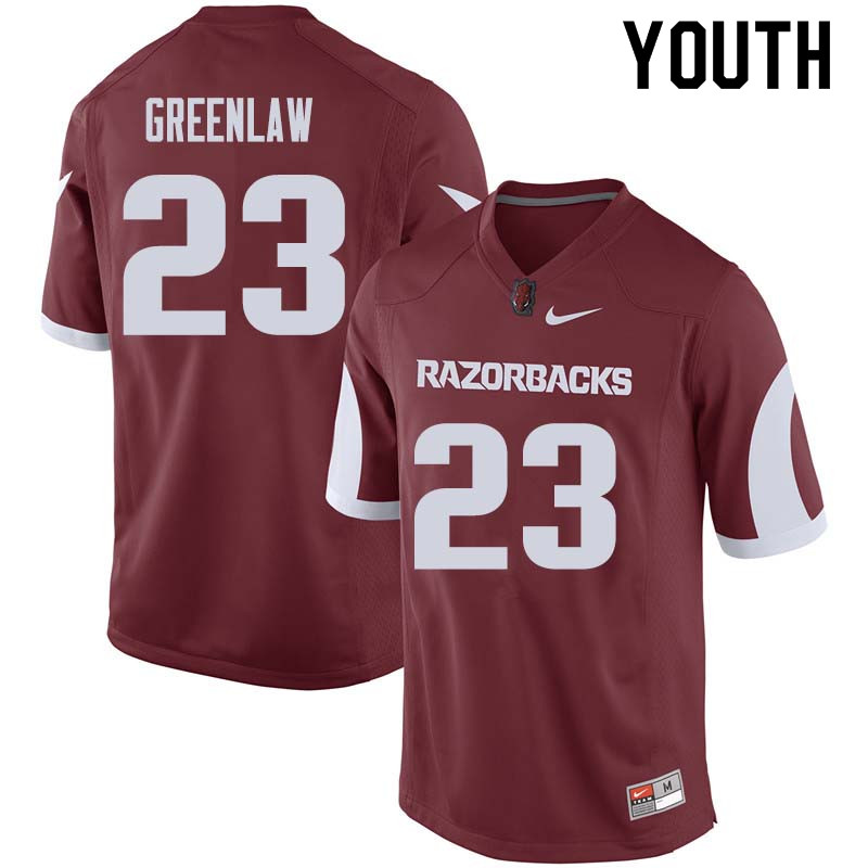 Youth #23 Dre Greenlaw Arkansas Razorback College Football Jerseys Sale-Cardinal - Click Image to Close